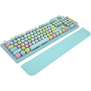 Draadloos Mechanisch Toetsenbord, Drievoudige Modus 2.4G Draadloos USB C Bluetooth-gamingtoetsenbord met RGB-achtergrondverlichting, Retro Ronde 107 Toetsen, Knopbediening, (Blauw)