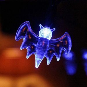 Ledmomo Led-lichtsnoer, werkt op batterijen, 10 vleermuis-decoratieve lampen voor Halloween, party, indoor outdoor, blauw