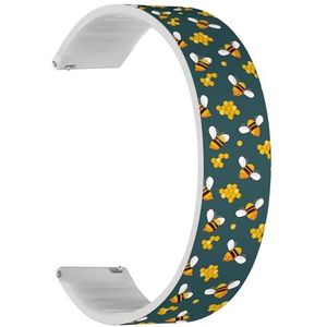 RYANUKA Solo Loop band compatibel met Ticwatch Pro 3 Ultra GPS/Pro 3 GPS/Pro 4G LTE / E2 / S2 (Cute Flying Bees) Quick-Release 22 mm rekbare siliconen band band accessoire, Siliconen, Geen edelsteen