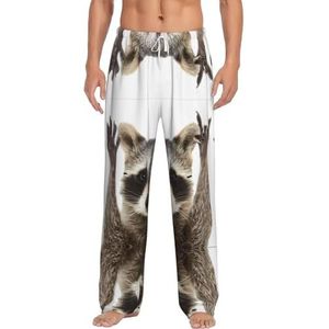 Racoons Lange loungewear voor heren, nachtkleding, pyjamabroek, nachtkleding met zakken en trekkoord, Wit, S