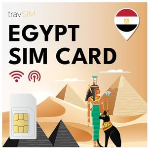 travSIM Prepaid SIMkaart Egypte | Orange Netwerk | 10 GB Mobiele data | Hotspot beschikbaar | Gratis roaming in 6+ landen in het Midden-Oosten | Plan op SIMkaart Egypte is 14 dagen geldig.