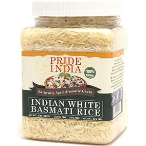 Pride Of India - Extra lange Indiase basmatirijst - natuurlijk gerijpte aromatische korrel, pot van 1,5 pond