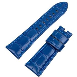 LUGEMA Krokodil Patroon Echte Horlogeband For Panerai Band PAM441 Armband Vlindergesp 24mm 26mm (Color : Blue, Size : 26MM PAM MARK_SILVER BUCKLE)