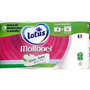 Lotus Moltonel toiletpapier zonder tube, 3-laags, 6 = 12 rollen (wit)