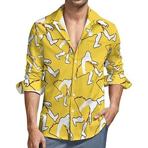 Bigfoot Taco Overhemd voor heren, button-down shirt met lange mouwen en V-hals, casual tops met normale pasvorm