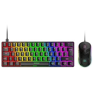 T60 Gaming Mechanische Toetsenbord en Muis Set 62 Toetsen USB Wired RGB LED Backlit