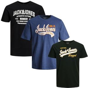 JACK & JONES Heren T-shirt 3-pack ronde hals Jam14 Tee Shirt S, M, L, XL, XXL, Pakket van 3 grote maten # 86, 8XL