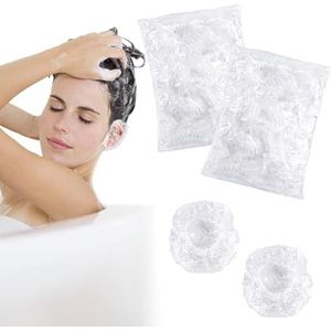 TRKETK 200 stuks wegwerp-oorhoezen voor douche, waterdichte oorkappen caps baden oorbedekking caps doorzichtig wegwerp oorbeschermers plastic elastische waterdichte oorhoezen voor douche spa hotel