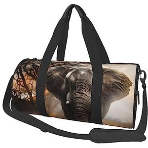 Tropische Afrikaanse olifant reizen plunjezak waterdichte opvouwbare sport gymtas 's nachts weekend tassen voor vrouwen mannen, zwart, één maat, Zwart, Eén maat