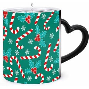 Romantische Kerstmis Koffie Mok 11oz Kleur Veranderende Mokken Hartvormige Handvat Warmtegevoelige Verkleuring Cups