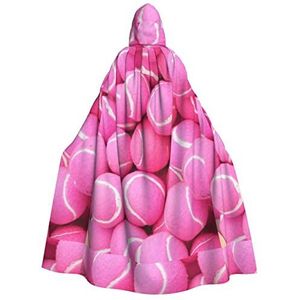 Bxzpzplj Felroze tennisballen print unisex capuchon mantel voor mannen en vrouwen, carnaval thema feest decor capuchon mantel
