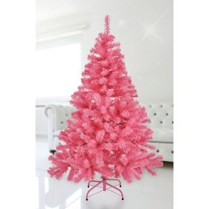 Spetebo Kunstkerstboom inclusief standaard, 150 cm in roze, kleine kunstdennenboom, kerstdecoratie, kerstboom, dennenboom, nep inklapbaar, met kunststof boomstandaard