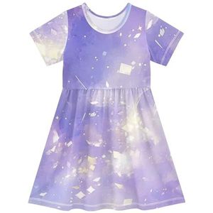 LI ZHI XIN Meisjesjurk kinderen kinderen zomer korte mouw ronde hals casual jurken voor leeftijd 2-8 sterrenhemel, Meerkleurig, 2 jaar