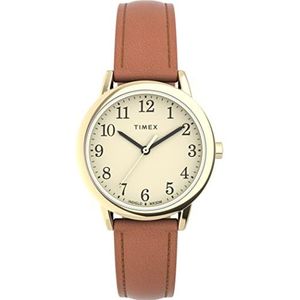 Timex Easy Reader horloge voor dames, Bruin/Goud-Toon/Crème/30mm, 30 mm, Gemakkelijk Reader Horloge