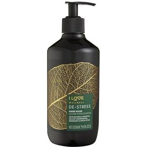 I Love Wellness DESTRESS Hand Wash, Pure Essential Oils Of Lemongrass, Rosemary & Eucalyptus, With Aloe Vera & Vitamin E, Vegetarian & Vegan-Friendly - 500ml