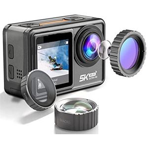 Actiecamera Actie Camera Verwijderbaar Filter 6 Lens 5K 30FPS 4K 60FPS 48MP Dual Screen 2"" IPS EIS Video-opname Go Waterproof Sports Cam Pro (Color : 5K Camera Only, Size : 4)