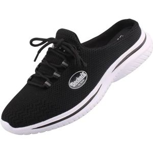 Slippers - Zwart - Textiel - Vetersluiting