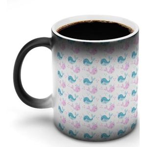 Kleine Walvis Eenhoorn Aanpassen Magic Warmte Veranderende Mok Keramische Cup Koffie Mokken Warmtegevoelige Grappige Gift
