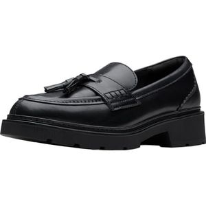 Clarks Lauryl Loafer met kwastjes, zwart leer, 4 UK