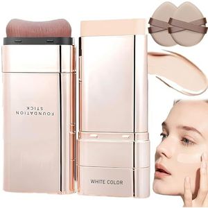 VivienBeauty Hydraterende Lichtgewicht Foundation Stick Met Kwast, Double Headed Foundation Stick (Wit)