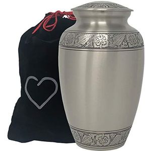 Mooie Reliëf Tinnen Crematie Urn - Volwassen Metaal Zilver Crematie Urn - Momentful Life