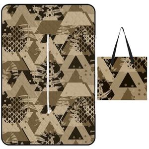 Driehoek Bruin Camo Varen Bold Picknick Deken Outdoor Strand Waterbestendig Mat Tote Lente Zomer Camping Wandelen Reizen Park Dekens 40"" X 60