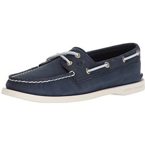 Sperry Womens A/O 2-Eye Boat Shoe, Navy, 7 Narrow