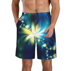 Killer Whale Print Heren Zwemshorts Trunks Mannen Sneldrogend Ademend Strand Surfen Zwembroek met Zakken, Blauw Geel Bloem, L