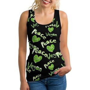 Peace Love Vegan Tanktop voor dames, mouwloos T-shirt, pullovervest, atletische basic shirts, zomer bedrukt