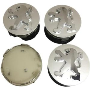 SJZZJMZ 4 stuks auto wieldoppen voor Peugeot 108 206 208 308 308 CC 406 407 60mm auto wieldoppen wieldoppen stickers vervanging A