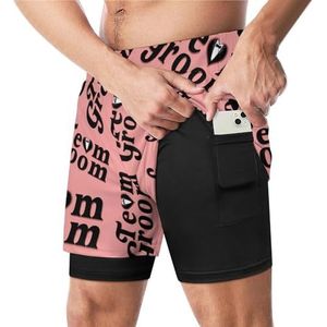 Bruidegom Grappige Zwembroek met Compressie Liner & Pocket Voor Mannen Board Zwemmen Sport Shorts
