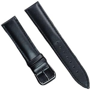 INEOUT Horlogeband 20 mm 22 mm zilver/zwart/gouden gesp gladde kalfsleren horlogebanden for heren dames (Color : Black-black, Size : 22mm)