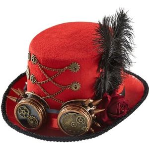Bemvp Steampunk-hoed, uniseks, steampunk-hoed met bril voor halloweenkostuum, verkleedkleding, steampunk-accessoires
