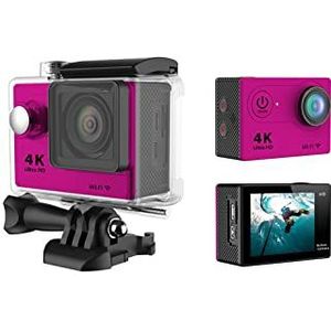 Actiecamera, Sport DV 4K WiFi Mini Outdoor Axial Waterproof Camera Duiksportcamera(Pink)