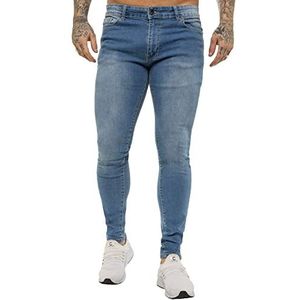 989Zé ENZO Heren Super Skinny Sim Fit Stretch Jeans Denim Broek EZ326 Alle Taille Maten UK, Lichtblauw, 30W / 34L