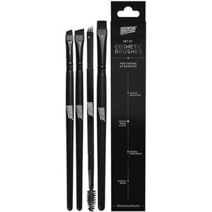 BRONSUN Professionele kwastenset met 4 penselen voor perfecte wenkbrauwen, nylon haren, hypoallergeen, duurzaam, dichte vulling, dunne snit, houten handgrepen