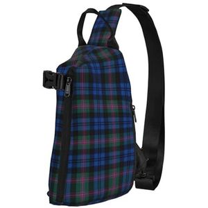 OdDdot 3d Magische Draak Schalen Patroon Print Crossbody Sling Tas Voor Vrouwen Mannen, Borst Tas Dagrugzak Rugzak Voor Reizen Sport, Blauw en Groen Schotse Tartan, Eén maat