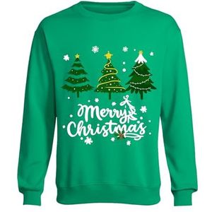 TMK Kersttrui model eland unisex voor dames heren jongens en kinderen warm zacht (cod.8088), Groen Katoen Drie Bomen, 4 anni