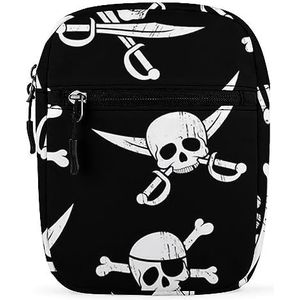 Piraat Patroon Mini Crossbody Tas Unisex Anti-Diefstal Side Schoudertassen Reizen Kleine Messenger Bag