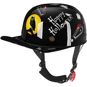 Skull Cap Halve Shell Helm, Motorfiets Baseball Cap Halve Helm DOT Goedgekeurde Mannen en Vrouwen Vintage Open Helm voor Bromfiets Straat Scooter ATV Helm Decoration