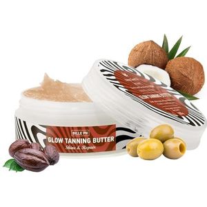 BODI BEAUTY Glow Tanning Butter Oil voor een bronzen kleurtje - bruinende zelfbruiner & bronzing crème met olijfolie, kokosolie, sheaboter - SPF 0, bruiningsversneller glinsterende parels 150ml