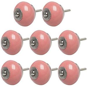 Keramische Knoppen Vintage Kastknoppen, 8 stuks keramische knoppen 40 mm vintage knoppen ronde lade pull handvat meubels witte ladekast kastdeur (roze)(Color:Pink)