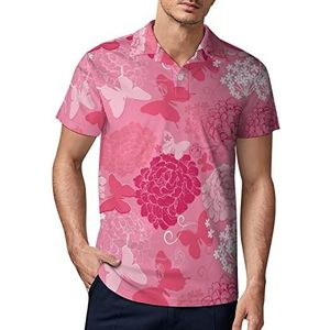 Butterfly Pink Dahlia heren golf poloshirt zomer korte mouw T-shirt casual sneldrogende T-shirts 2XL