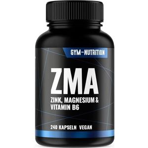 ZMA-capsules met hoge dosering - 240 capsules - magnesium + zink + vitamine B6 - met 3 magnesiumverbindingen - veganistisch & geproduceerd in Duitsland