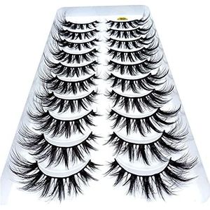 Nieuwe 2/5/10 paar Natuurlijke Valse Wimpers Fake Wimpers Lange Make 3D Nink Washes Extension Eyelash Mink Eyelashes voor Schoonheid (Color : 10 pairs 142)