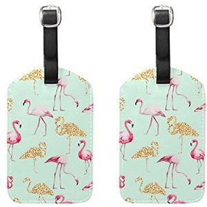 Aumimi Flamingo Reizen Bagage Tags koffer etiketten Pack van 2