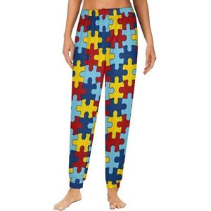 Autisme Awareness Patroon Dames Pyjama Lounge Broek Elastische Tailleband Nachtkleding Bodems Print