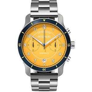 DETOMASO Venture Chronograaf Limited Edition Yellow Blue - herenhorloge analoog kwarts roestvrij stalen armband zilver