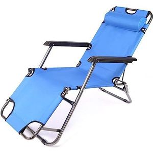 CHCHC Outdoor ligstoel, multifunctionele lunchstoel Outdoor draagbare strandloungestoel Office Volwassenen Easy Folding Chair Fauteuils(Navy blue)