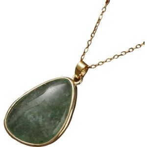 Natural Gemstone Pendant Healing Crystal Labradorite Amethysts Slab Necklace Gold Jewelry Gifts (Color : Green Strawberry)